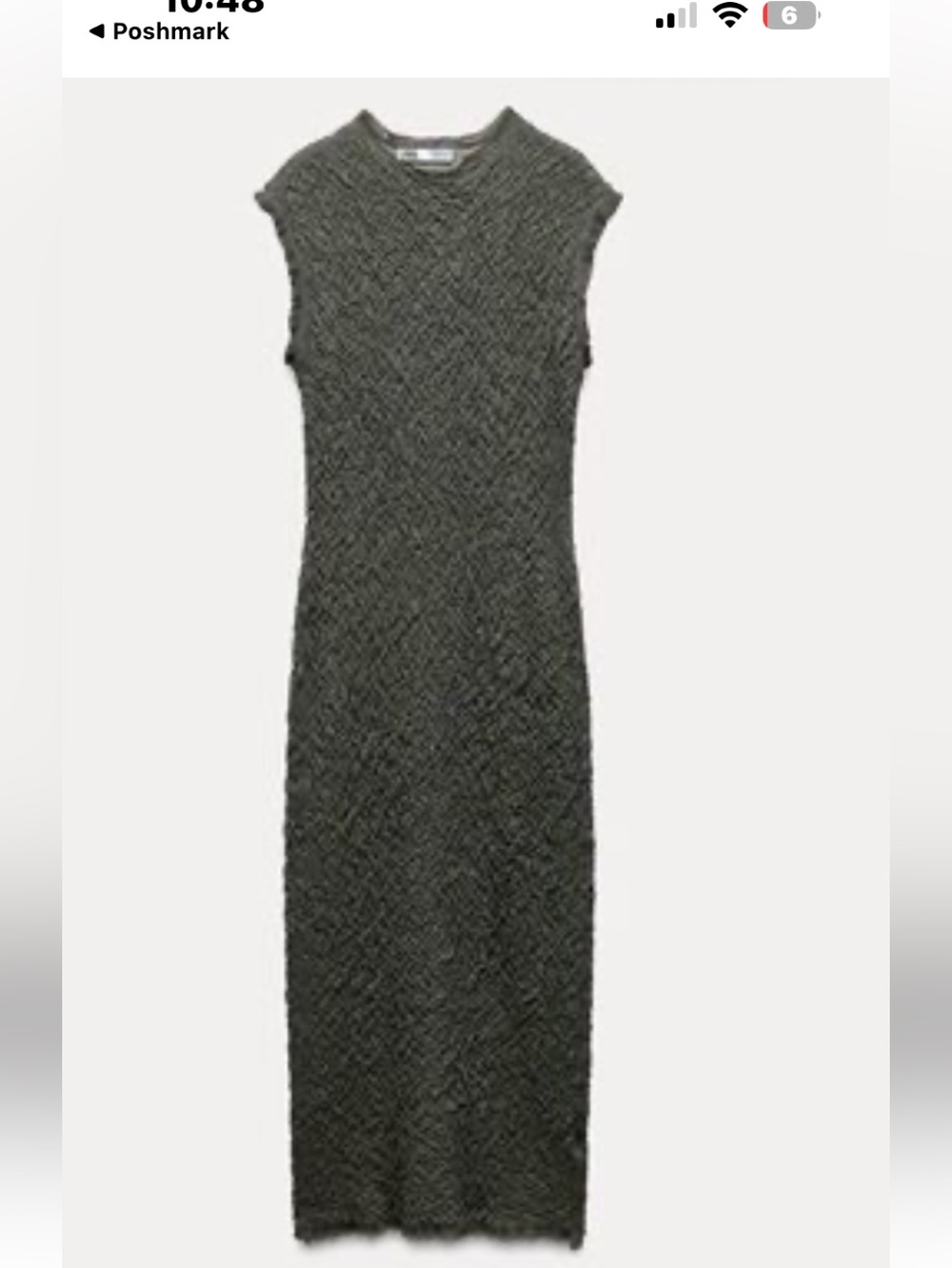 Zara Sleeveless Crinkle Maxi Dress in Charcoal greenish NWT